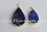 NGP2466 30*40mm - 40*50mm flat teardrop sea sediment jasper pendants