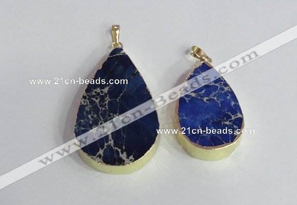 NGP2466 30*40mm - 40*50mm flat teardrop sea sediment jasper pendants