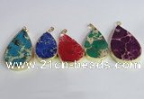 NGP2467 30*40mm - 40*50mm flat teardrop sea sediment jasper pendants