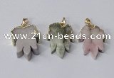 NGP2477 22*30mm - 25*35mm carved leaf druzy agate pendants