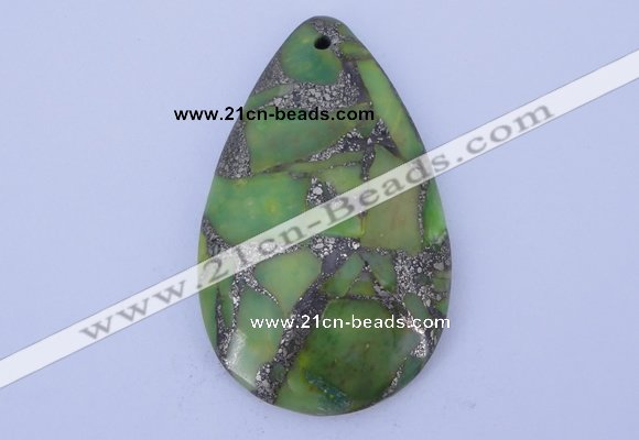 NGP248 30*49mm dyed golden turquoise & pyrite gemstone pendants