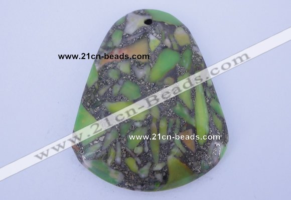 NGP249 38*47mm dyed golden turquoise & pyrite gemstone pendants