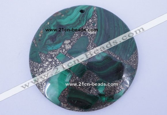 NGP250 7*45mm fashion malachite & pyrite gemstone pendants