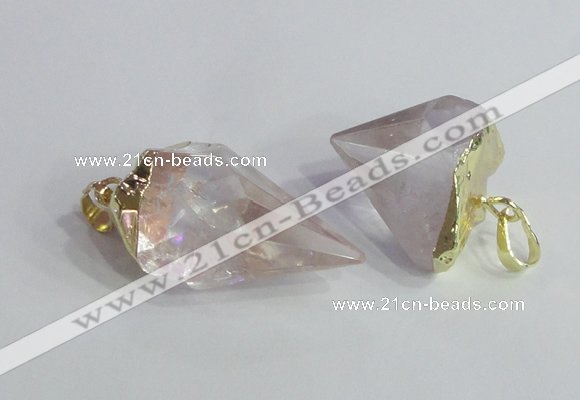 NGP2502 18*20mm - 15*25mm faceted nuggets white crystal pendants