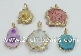 NGP2511 18*25mm - 30*40mm freeform druzy agate pendants