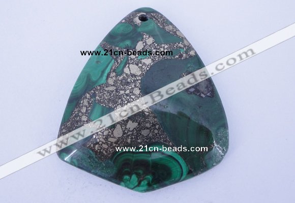 NGP252 40*50mm fashion malachite & pyrite gemstone pendants