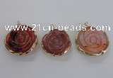 NGP2520 40mm - 45mm carved flower agate gemstone pendants