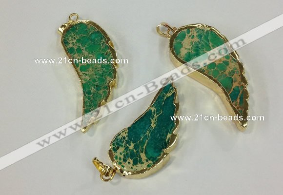 NGP2528 18*40mm - 22*55mm wing-shaped sea sediment jasper pendants