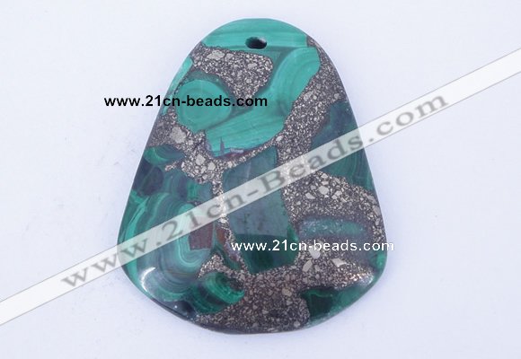 NGP253 38*47mm fashion malachite & pyrite gemstone pendants