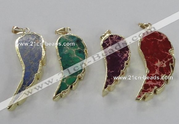 NGP2530 18*40mm - 22*55mm wing-shaped sea sediment jasper pendants