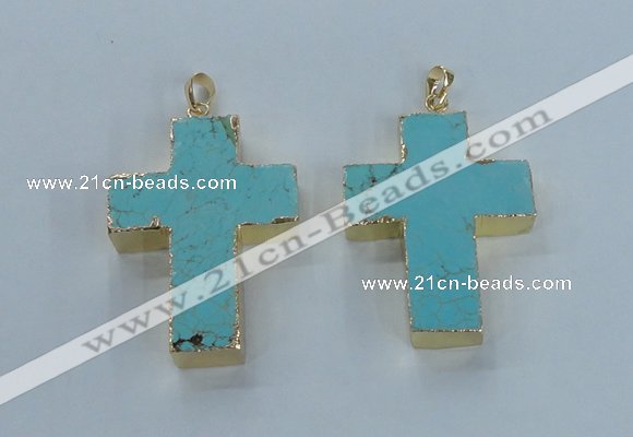 NGP2532 30*40mm - 40*50mm cross turquoise pendants wholesale