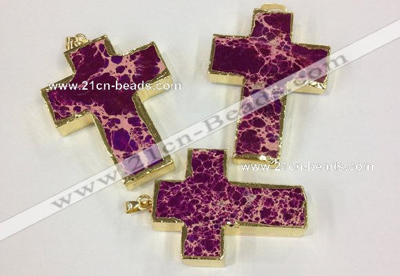 NGP2533 30*45mm - 40*50mm cross sea sediment jasper pendants