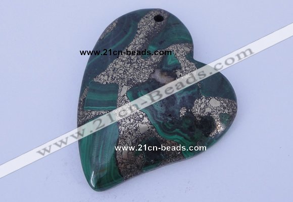 NGP254 41*50mm fashion malachite & pyrite gemstone pendants