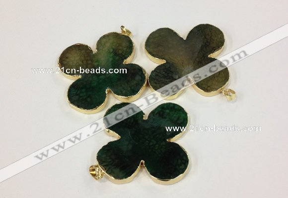 NGP2543 53*53mm - 56*56mm flower agate gemstone pendants