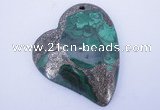 NGP255 41*50mm fashion malachite & pyrite gemstone pendants