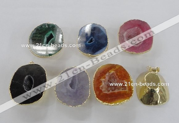 NGP2559 25*35mm - 30*40mm freeform druzy agate gemstone pendants