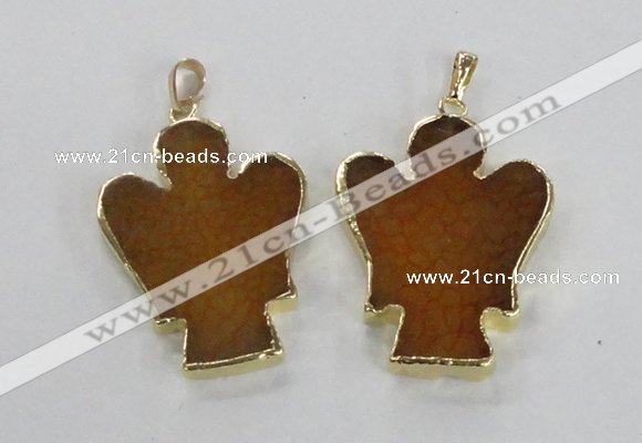 NGP2578 30*40mm angel agate gemstone pendants wholesale