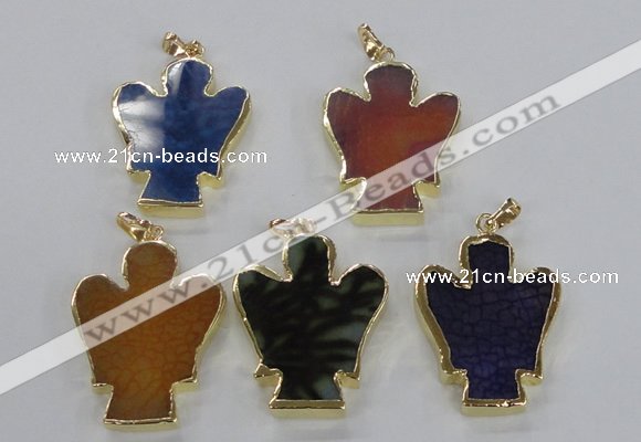 NGP2584 30*40mm angel agate gemstone pendants wholesale