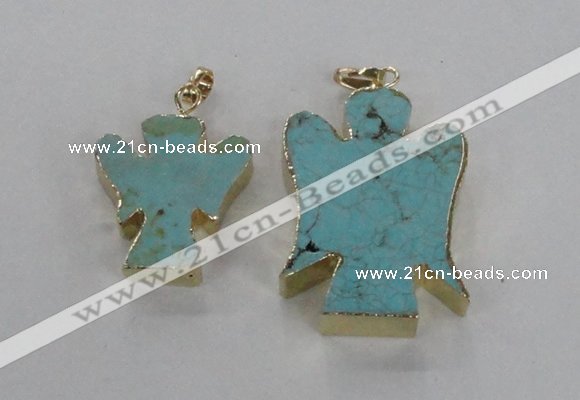 NGP2586 25*35mm - 38*48mm angel turquoise pendants wholesale