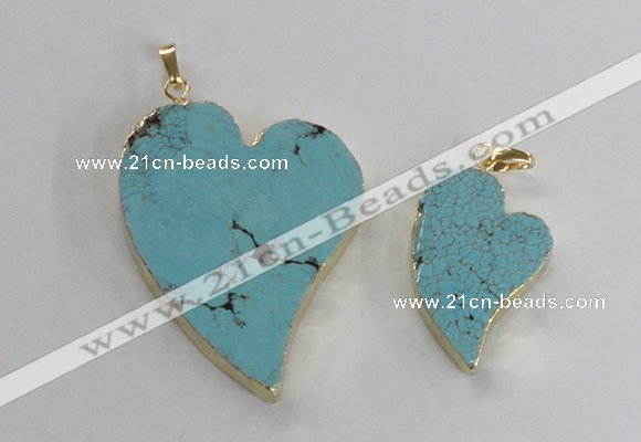 NGP2595 25*35mm - 35*45mm heart turquoise pendants wholesale