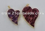 NGP2597 25*35mm - 35*45mm heart sea sediment jasper pendants