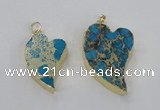 NGP2599 25*35mm - 35*45mm heart sea sediment jasper pendants