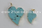 NGP2604 40*50mm - 50*70mm heart turquoise pendants wholesale