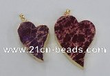 NGP2606 40*50mm - 50*70mm heart sea sediment jasper pendants