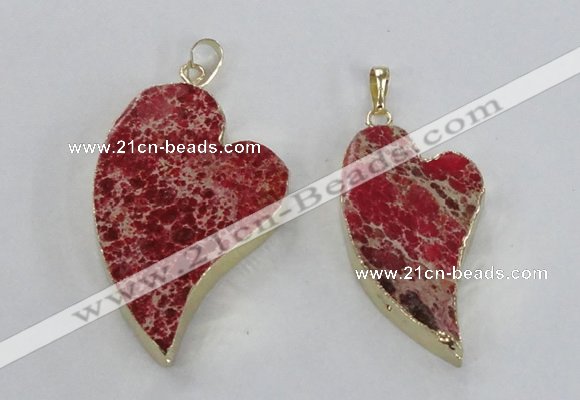 NGP2607 40*50mm - 50*70mm heart sea sediment jasper pendants