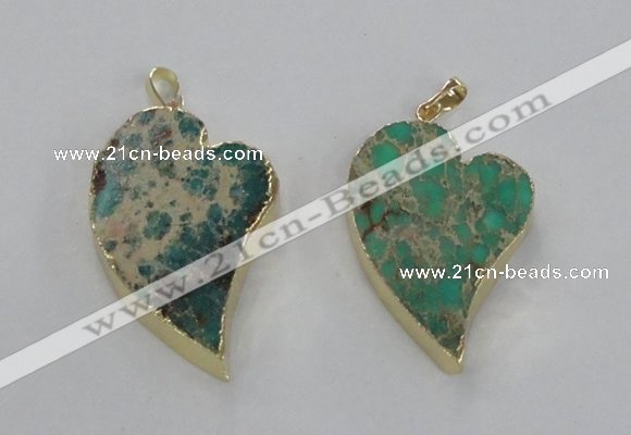 NGP2609 40*50mm - 50*70mm heart sea sediment jasper pendants