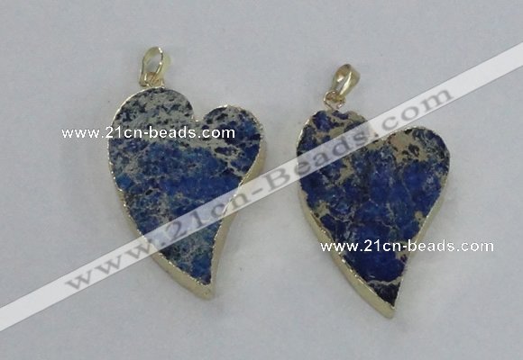 NGP2610 40*50mm - 50*70mm heart sea sediment jasper pendants