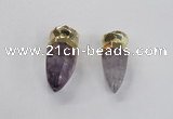 NGP2628 12*30mm - 15*40mm cone amethyst gemstone pendants