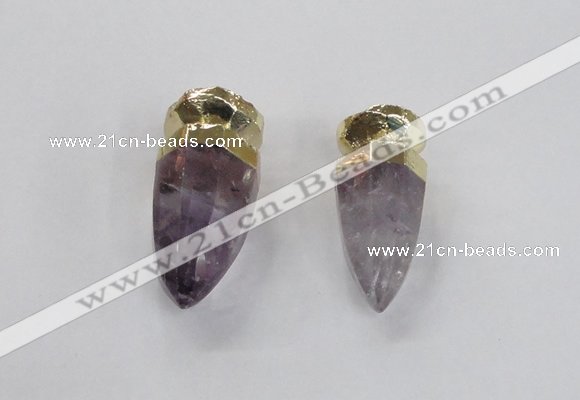 NGP2628 12*30mm - 15*40mm cone amethyst gemstone pendants