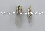 NGP2632 12*35mm - 15*40mm sticks white crystal & amethyst pendants