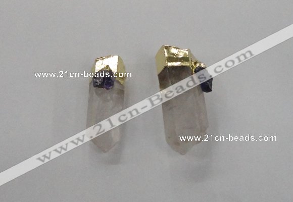 NGP2634 15*30mm - 18*40mm sticks white crystal & amethyst pendants