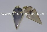 NGP2645 25*48mm - 28*54mm arrowhead agate pendants wholesale