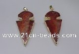 NGP2648 25*48mm - 28*54mm arrowhead agate pendants wholesale