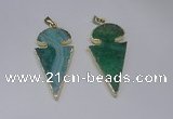 NGP2650 25*48mm - 28*54mm arrowhead agate pendants wholesale