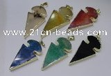 NGP2652 25*48mm - 28*54mm arrowhead agate pendants wholesale