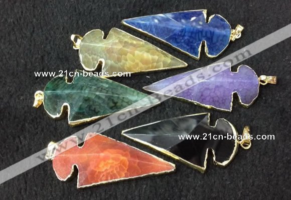 NGP2662 24*53mm - 26*55mm arrowhead agate pendants wholesale