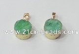 NGP2670 14mm - 15mm coin druzy quartz gemstone pendants