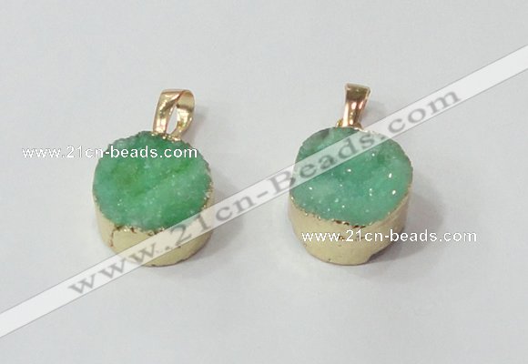 NGP2670 14mm - 15mm coin druzy quartz gemstone pendants