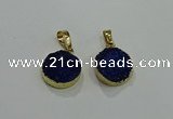 NGP2672 14mm - 15mm coin druzy quartz gemstone pendants