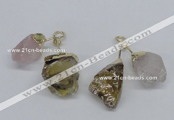 NGP2681 18*25mm - 20*25mm nuggets mixed quartz pendants wholesale