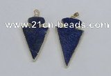 NGP2690 25*40mm - 30*55mm arrowhead lapis lazuli pendants