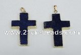 NGP2692 30*45mm - 32*48mm cross lapis lazuli gemstone pendants