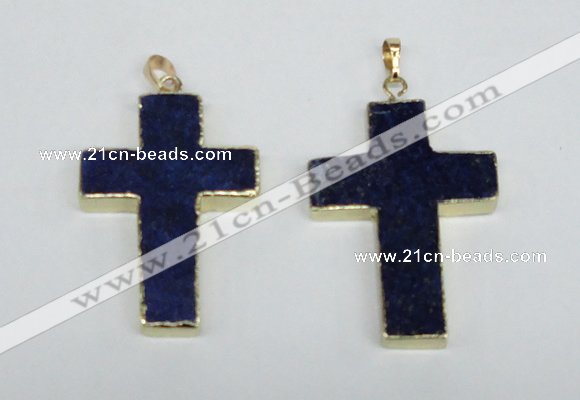 NGP2692 30*45mm - 32*48mm cross lapis lazuli gemstone pendants