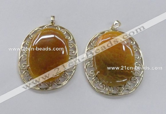 NGP2755 50*60mm oval agate gemstone pendants wholesale