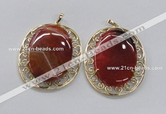 NGP2757 50*60mm oval agate gemstone pendants wholesale