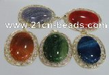 NGP2760 50*60mm oval agate gemstone pendants wholesale